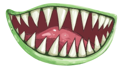 Cartoon Venus flytrap with open mouth and sharp teeth