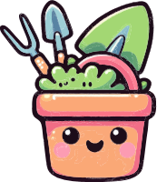 Cartoon gardening pot with a smiling face