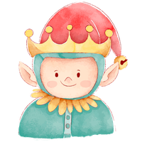 Cartoon king with red crown and teal clothing smiling