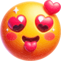 Yellow emoji with heart-shaped eyes and tongue out