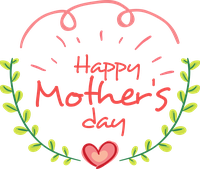 Happy Mother's Day illustration with a wreath and heart