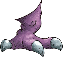 A purple fantasy creature with sharp claws and a horn.