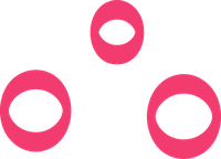 Three pink circles of different sizes on a black background