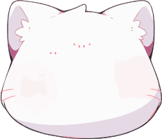 Illustration of a white cat's face with pink accents
