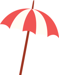 Red and white striped beach umbrella