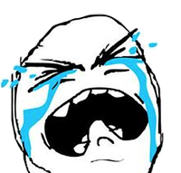 Crying rage comic character with an open mouth and tears streaming down