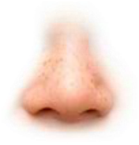 Glowing human nose closeup image