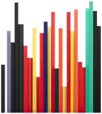 Multicolored bar graph on a black background
