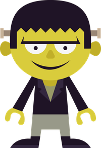 Cartoon Frankenstein's monster with a smile