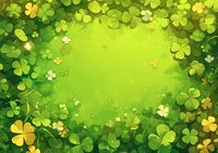 Green shamrock frame with clover flowers
