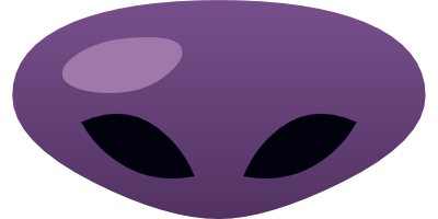 Purple alien head icon with black eyes