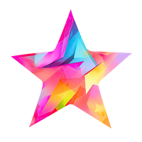 A multicolored star with a 3D appearance