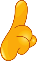 A cartoon-style yellow hand with the index finger pointing upwards.
