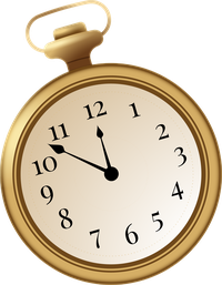 Gold pocket watch with white face and black numerals