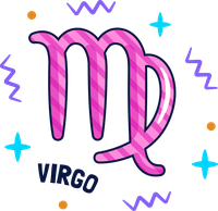 Virgo zodiac sign symbol with stars and celestial bodies