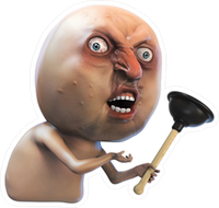 Cartoon character holding a plunger