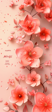 Mother's Day greeting card with pink flowers