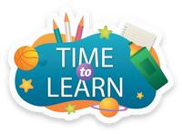 Time to Learn logo with school supplies
