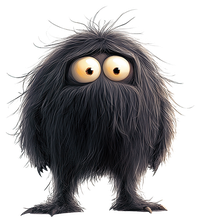 A cartoon furry monster with large eyes