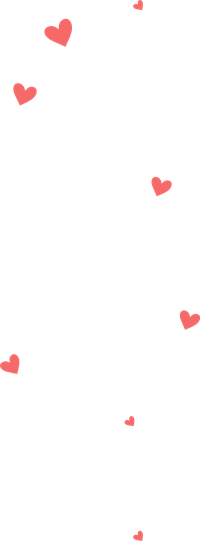 Pink hearts floating on a black background