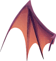 3D rendered orange tent-like structure