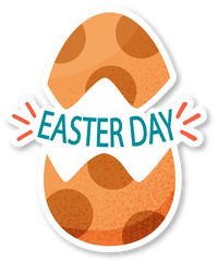 Illustration of an Easter egg with 'EASTER DAY' written across it