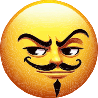 Angry yellow emoji face with mustache