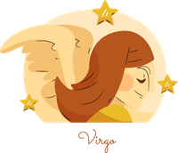 Cartoon Virgo zodiac sign with stars