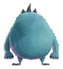 A blue monster with spikes on its head and orange claws
