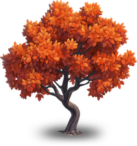 A tree with bright orange foliage