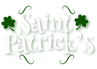 Happy Saint Patrick's Day graphic with shamrocks