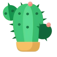 Cartoon cactus with pink flowers