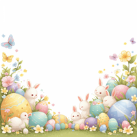 Easter bunny frame with eggs and flowers