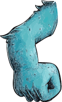 Teal letter S with sketchy texture