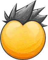 Yellow heart icon with gray spiky hair