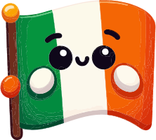 Cartoon Irish flag with a smiling face