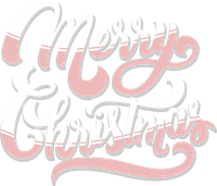 Merry Christmas text in pink and white cursive font
