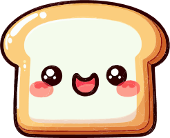 Cartoon slice of toast with a smiling face