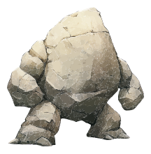 A digital illustration of a rock golem