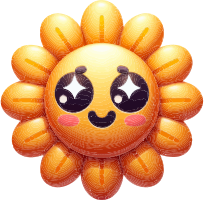 A yellow sunflower emoji with a smiling face and sparkles in its eyes