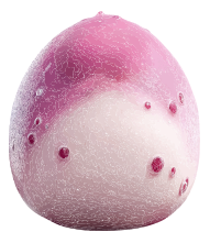 A pink sphere with a gradient effect and imperfections