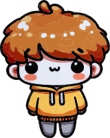 Cartoon character with a pumpkin head and yellow sweater