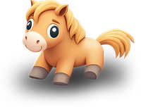 A cartoon horse with a light brown body and blonde mane and tail, looking to the left.