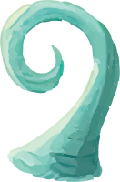 Turquoise abstract swirl on black background