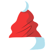 Illustration of a Santa hat with red cap and white trim