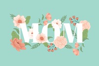 Floral design with 'MOM' in white letters