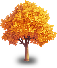 A tree with bright orange and yellow leaves