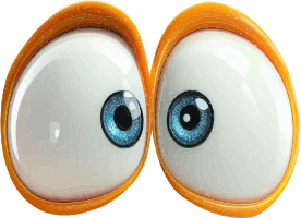 Cartoon eyes with blue irises