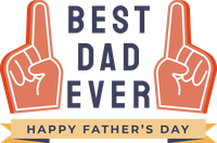 Happy Father's Day card with 'BEST DAD EVER' and foam hands