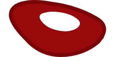 Red blood cell graphic with red oval and white center